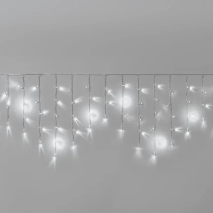Гирлянда Бахрома 3×0,6 м Белая с Мерцанием, 108 LED, Прозрачный ПВХ, IP65, INOX