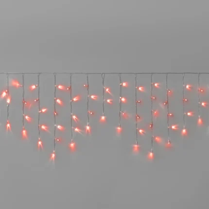 Гирлянда Бахрома 3×0,6 м Красная Статика, 108 LED, Прозрачный ПВХ, IP65, INOX