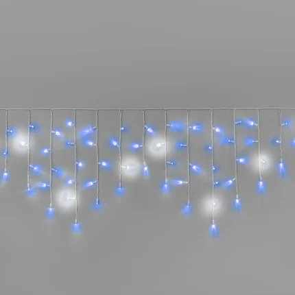 Гирлянда Бахрома 3 м Синий Белый с Мерцанием, 108 LED, Белый Каучук, IP65, INOX