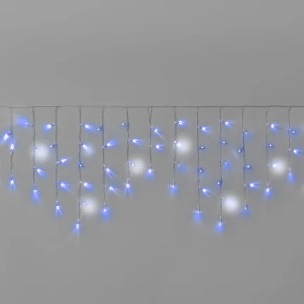 Гирлянда Бахрома 3×0,6 м Синий-Белый с Мерцанием, 108 LED, Прозрачный ПВХ, IP65, INOX