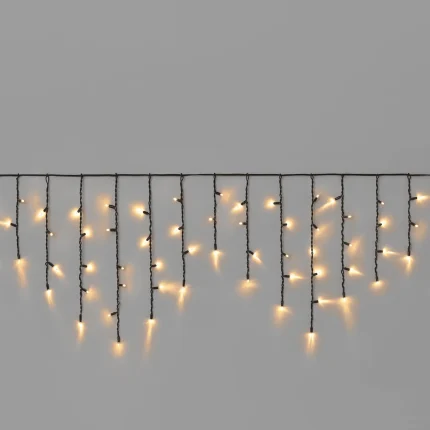 Гирлянда Бахрома 3 м Тепло-белая Статика, 108 LED, Чёрный Каучук, IP65, INOX