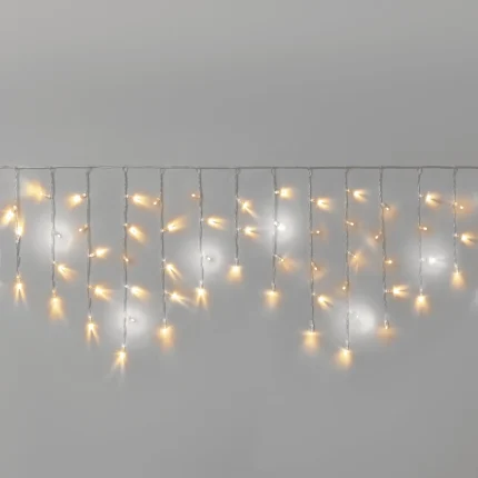 Гирлянда Бахрома 3×0,6 м Тёплый Белый с Мерцанием, 108 LED, Прозрачный ПВХ, IP65, INOX