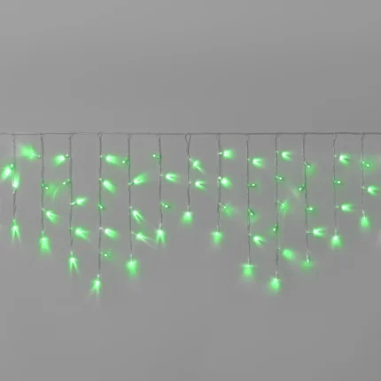 Гирлянда Бахрома 3×0,6 м Зелёная Статика, 108 LED, Прозрачный ПВХ, IP65, INOX