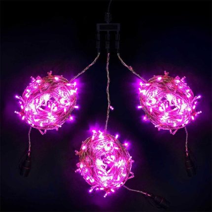Гирлянда Клип Лайт Спайдер, комплект 3 розовых нити с мерцанием по 20 м, 600 LED, провод прозрачный силикон, IP65
