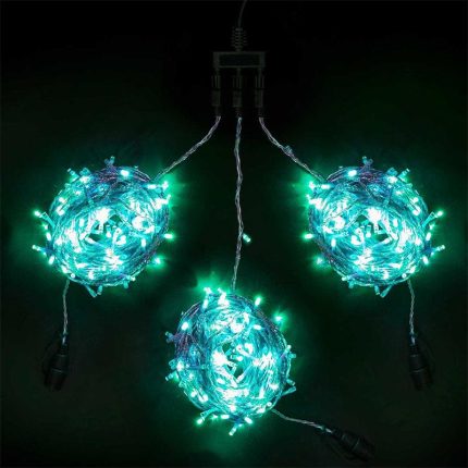 Гирлянда Клип Лайт Спайдер, комплект 3 зелёных нити с мерцанием по 20 м, 600 LED, провод прозрачный силикон, IP65