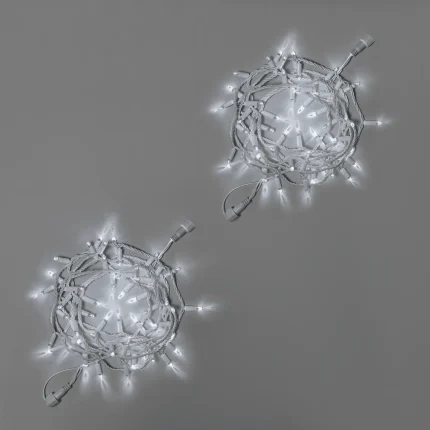 Гирлянда Нить 10 м (5+5) Белая Статика, 100 LED, Белый Каучук, IP65, INOX