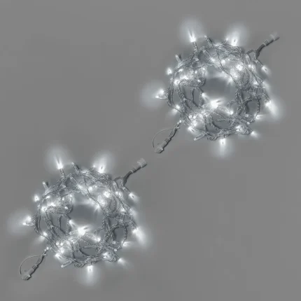 Гирлянда Нить 10 м (5+5) Белая с Мерцанием, 100 LED, Прозрачный ПВХ, IP65, INOX