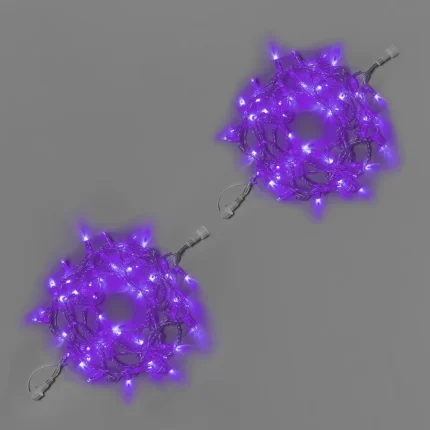 Гирлянда Нить 10 м (5+5) Фиолетовая Статика, 100 LED, Прозрачный ПВХ, IP65, INOX