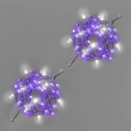 Гирлянда Нить 10 м (5+5) Фиолетовая с Мерцанием, 100 LED, Прозрачный ПВХ, IP65, INOX