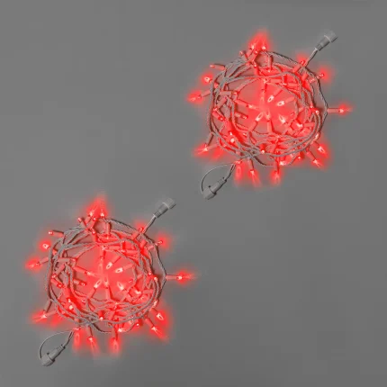 Гирлянда Нить 10 м (5+5) Красная Статика, 100 LED, Белый Каучук 3.3 мм, IP65, INOX