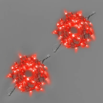Гирлянда Нить 10 м (5+5) Красная Статика, 100 LED, Прозрачный ПВХ, IP65, INOX