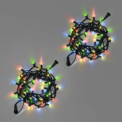 Гирлянда Нить 10 м (5+5) Мультиколор с Мерцанием, 100 LED, Чёрный Каучук, IP65, INOX