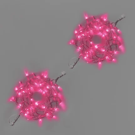 Гирлянда Нить 10 м (5+5) Розовая Статика, 100 LED, Прозрачный ПВХ, IP65, INOX