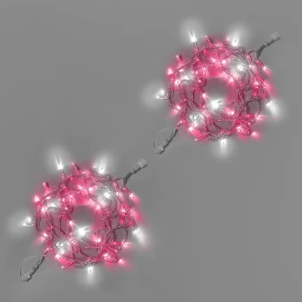 Гирлянда Нить 10 м (5+5) Розовая с Мерцанием, 100 LED, Прозрачный ПВХ, IP65, INOX