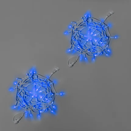 Гирлянда Нить 10 м (5+5) Синяя Статика, 100 LED, Белый Каучук 3.3 мм, IP65, INOX