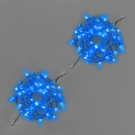 Гирлянда Нить 10 м (5+5) Синяя Статика, 100 LED, Прозрачный ПВХ, IP65, INOX