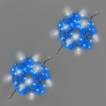 Гирлянда Нить 10 м (5+5) Синяя с Мерцанием, 100 LED, Прозрачный ПВХ, IP65, INOX