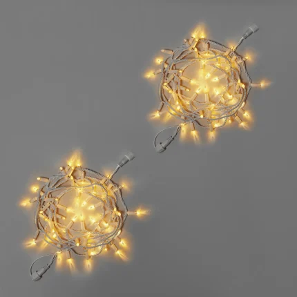 Гирлянда Нить 10 м (5+5) Тепло-Белая Статика, 100 LED, Белый Каучук, IP65, INOX