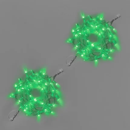 Гирлянда Нить 10 м (5+5) Зелёная Статика, 100 LED, Прозрачный ПВХ, IP65, INOX