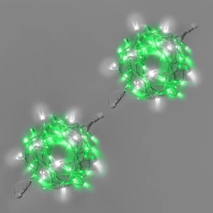 Гирлянда Нить 10 м (5+5) Зелёная с Мерцанием, 100 LED, Прозрачный ПВХ, IP65, INOX