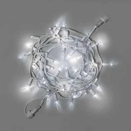 Гирлянда Нить 10 м Белая с Мерцанием, 100 LED, Белый Каучук, 24 В, IP65, INOX