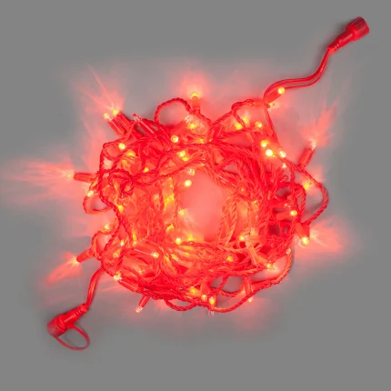 Гирлянда Нить 10 м Красная с Мерцанием, 100 LED, Красный Каучук, 24 В, IP65, INOX