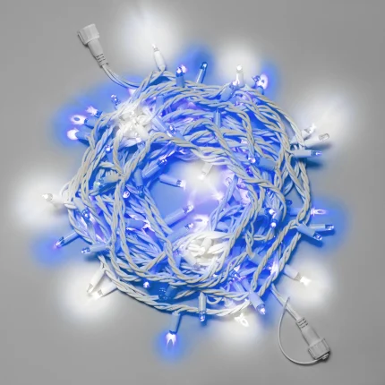 Гирлянда Нить 10 м Синяя с Мерцанием, 100 LED, Белый Каучук, 24 В, IP65, INOX