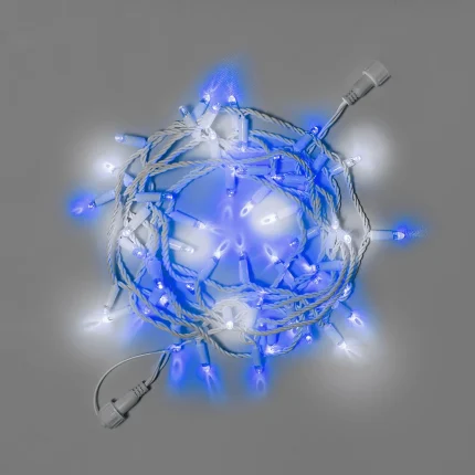 Гирлянда Нить 10 м Синяя с Мерцанием, 24 В, Белый Каучук, IP65, INOX