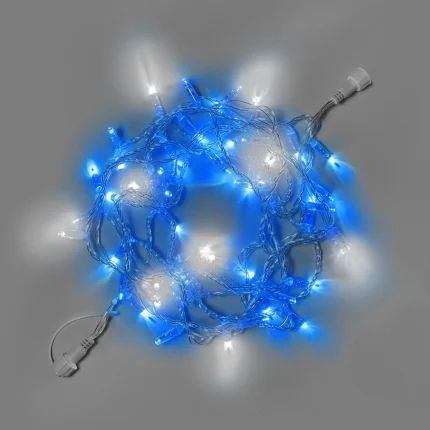 Гирлянда Нить 10 м Синяя с Мерцанием, 100 LED, Прозрачный ПВХ, 24 В, IP65, INOX