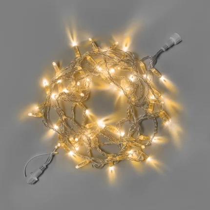 Гирлянда Нить 10 м Тепло-Белая Статика, 100 LED, Прозрачный ПВХ, IP65, INOX