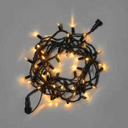 Гирлянда Нить 10 м Тепло-Белая Статика, 100 LED, Чёрный Каучук, IP65, INOX