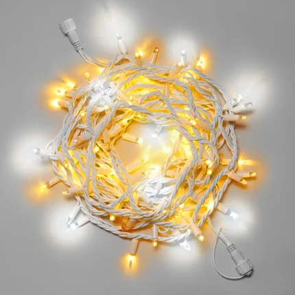 Гирлянда Нить 10 м Жёлтая с Мерцанием, Белый Каучук, IP65, 24 В, INOX
