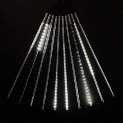 Гирлянда Тающие Сосульки, Комплект 10шт по 50см, 24В, 600 Белых Светодиодов, Провод Черный ПВХ, IP55