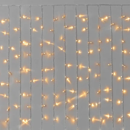 Гирлянда Занавес 2×1.5 м Тепло-Белый Статика, 220В, 300 LED, Провод Прозрачный ПВХ, IP65