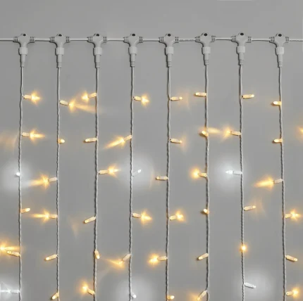 Гирлянда-занавес 2×6 м, Тепло-Белый Статика, 1000 LED, белая резина, IP65, 220 В