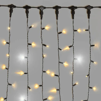 Гирлянда Занавес 2×9 м. Теплый Белый 220В, 1500 LED, Провод Черная Резина, Мерцающий, IP65