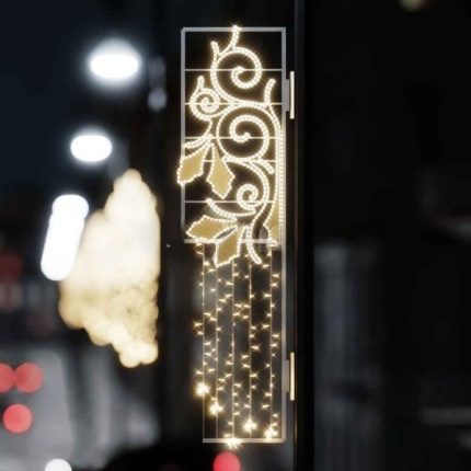 Уличная консоль «Новогоднее украшение опор», 0,56×2,15 м, IP65, золотой свет