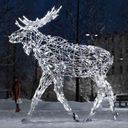 Светодиодная фигура «Лось», 2,8×2,5×1,5 м, IP65, золотой или серебряный свет