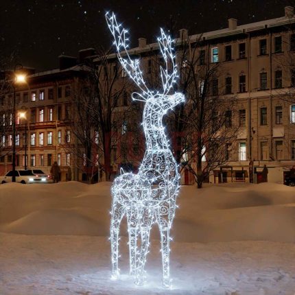Светодиодная новогодняя фигура «Олень ажур» 1,9м