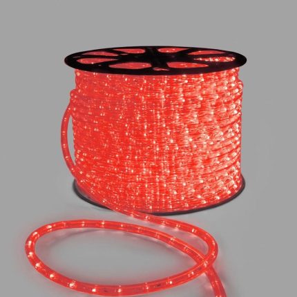 Светодиодный Дюралайт Ø13 мм, красный статика, 220 В, 36 LED/м, бухта 100 м, свечение 360°, IP65