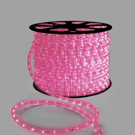 Светодиодный Дюралайт Ø13 мм, розовый статика, 24 В, 36 LED/м, бухта 100 м, свечение 360°, IP65