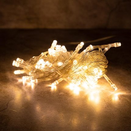 Гирлянда Нить 3,5 м Тепло-Белая с Мерцанием, 50 LED, Прозрачный ПВХ, IP20, LEON