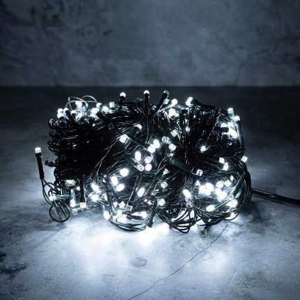 Гирлянда Нить 20 м Белая мерцающая 220 В, 200 LED, Провод Зеленый ПВХ, IP20