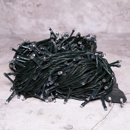 Гирлянда Нить 30 м Белая мерцающая 220 В, 300 LED, Провод Зеленый ПВХ, IP20