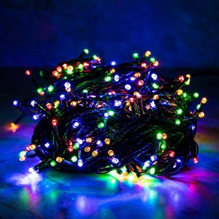 Гирлянда Нить 40 м Мульти мерцающая 220 В, 400 LED, Провод Зеленый ПВХ, IP20