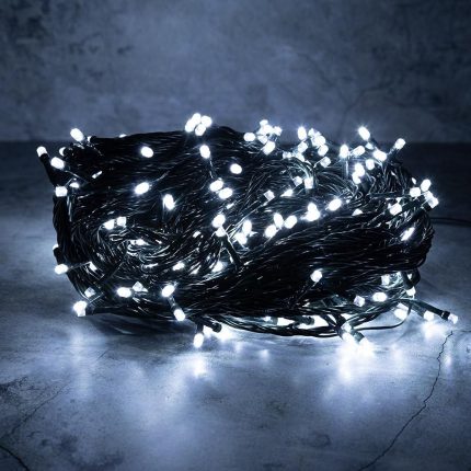 Гирлянда Нить 40 м Белая мерцающая 220 В, 400 LED, Провод Зеленый ПВХ, IP20