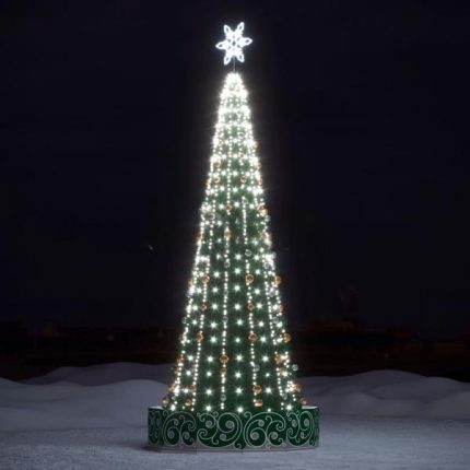 Уличная ёлка на Новый год «Ожерелье», 12–16 м, IP65, холодный свет
