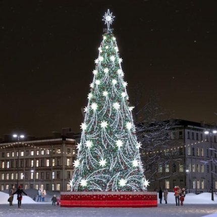 Новогодняя уличная ель «Сияние комет», 16/18 м, IP65, холодный свет