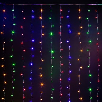 Гирлянда Занавес 3×3 м, Мультиколор с Мерцанием, 450 LED, IP20