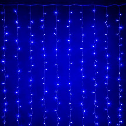 Гирлянда Занавес 3×3 м, Синий с Мерцанием, 450 LED, IP20